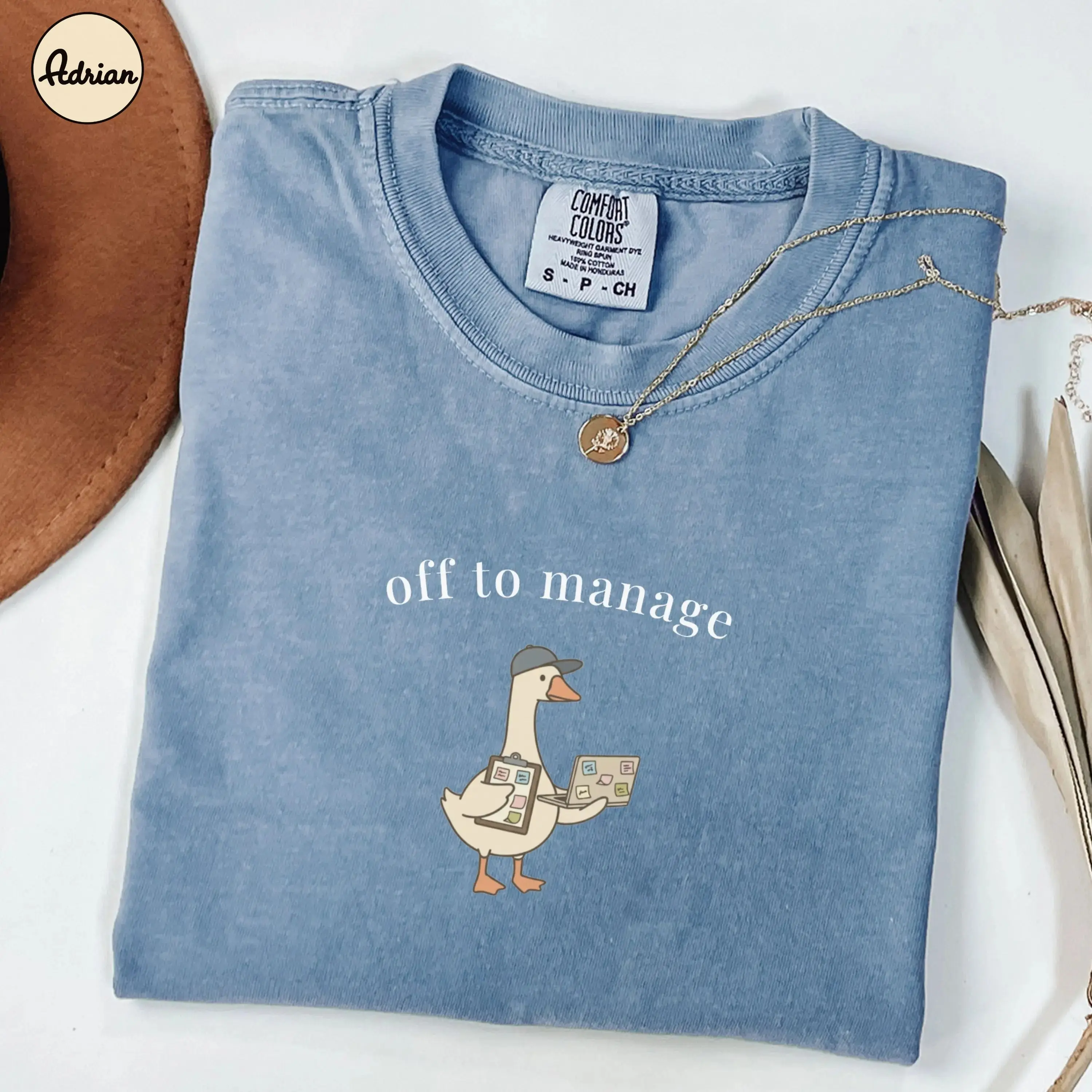 Comfort Colors Funny Project Manager Goose Shirt, PM Gift, Cute Office Tee by Adrian Originals, Garment-Dyed Vintage T-shirt Made In The USA	