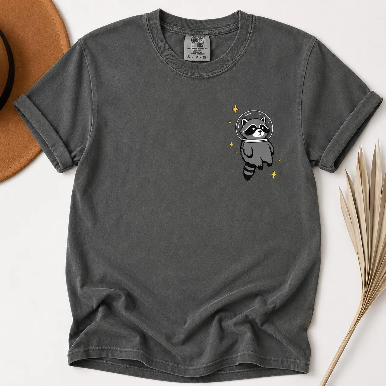 Comfort Colors Space Raccoon T-Shirt, Funny Racoon Shirt, Cosmic Animal Tee, Chaotic Raccoon Shirt, Spooky Gamer Gift - Printfamily