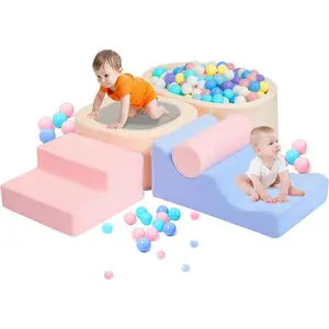 6-Piece Toddler Climbing Toys Indoor, Climbing Toys for 1 Year Old, Soft Play Set Baby Foam Blocks for Toddler 1-3 (Ball Not Included)