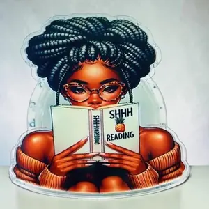 Booklist Girl Shhh I’m Reading Kindle Grip, Books Lover Kindle Accessories, Phone Holder For Her, Beautiful Melanin Girl With Book