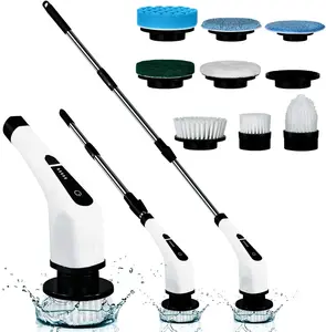 Electric Spin Scrubber - Rechargeable Cleaning Brush with 9 Replaceable Heads, Adjustable Speeds Up to 420RPM, Cordless & Portable for Tile Floors & Cars