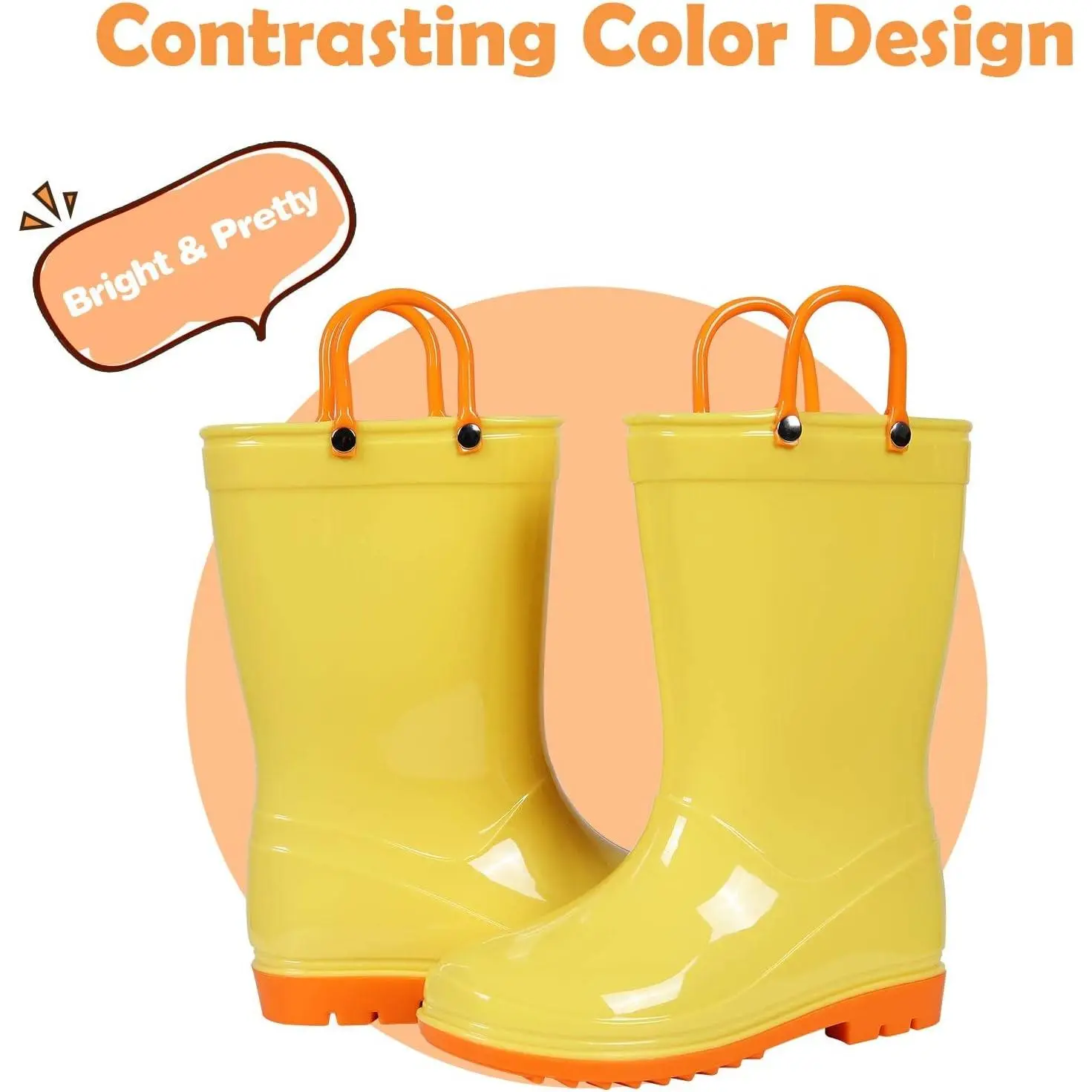 Colorxy Kids Rain Boots for Boys Girls Waterproof Toddler Rain Boots with Easy-On Handles