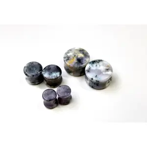 Purple Dendritic Agate Plugs – Natural Purple Stone Double Flare Gauges, Pick The Pair 6mm-25mm