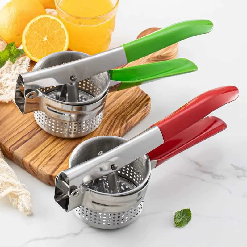 Stainless Steel Manual Masher Press Multifunction Potato Garlic Crusher Fruit Vegetable Juicer Kitchen Fruit Utensil Anti Slip Handle Durable Christmas Kitchen Essential Kitchen Gadget Cooking Tools Cooking Utensils