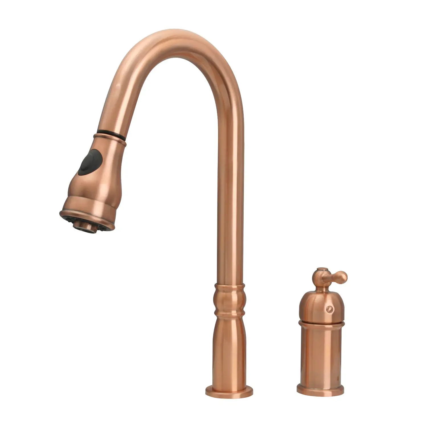 Copper Pull Out Kitchen Faucet with in-Deck Handle, Single Level Solid Brass Kitchen Sink Faucets with Pull Down Sprayer