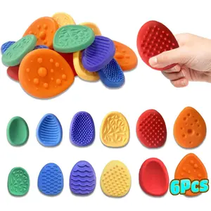 6pcs Fidget Toys Sensory Stone for Kids，Textured Soft Worry Stone for Autism Kids Calming - Fidget Stress Toys for Students Anxiety Relief - Small Prizes Fidget Toys