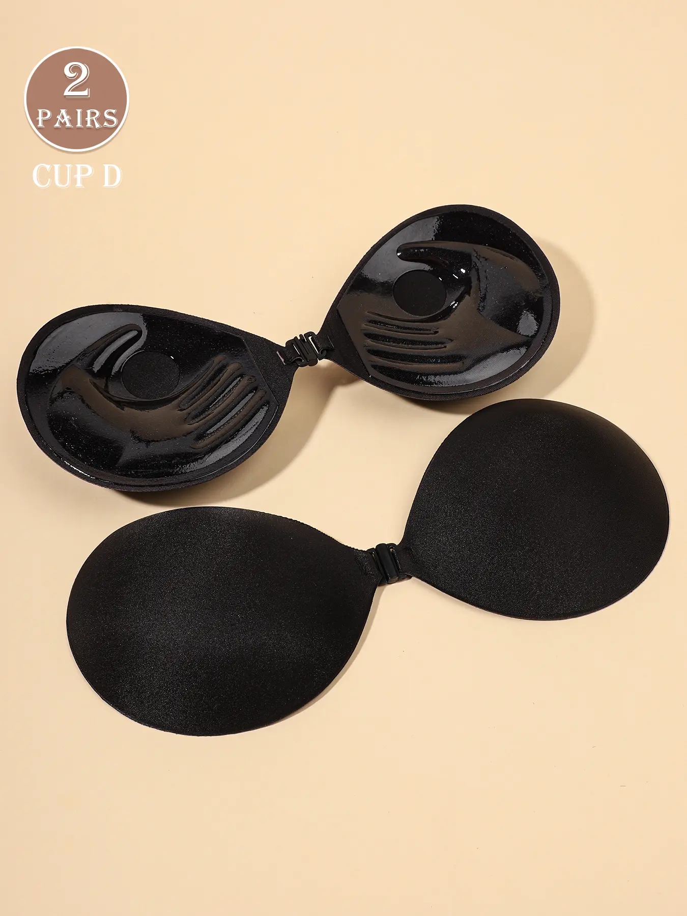 2 Pairs Push Up Sticky Bra Black Apricot Strong Adhesive Strapless Invisible Bra for Daily Gym Yoga Crop Tops Off Shoulder Dress Valentine Date Essentials Elegant Cleavage Bra