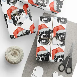 Rottweiler Dog Pet in Santa Hat Premium Eco Friendly Decorative Gift Wrapping Paper 30x36 or 30x72 Vibrant Colors High Quality USA Made