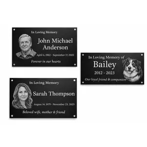 Custom Memorial Plaques | Black Anodized Aluminum Photo Engraved Tribute for Loved Ones & Pets