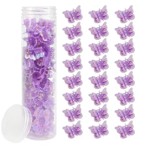 60 count Mini Butterfly Hair Clips for Hair with Box Glitter 90s Y2k Purple Hair Accessories for Girls Women (Purple)