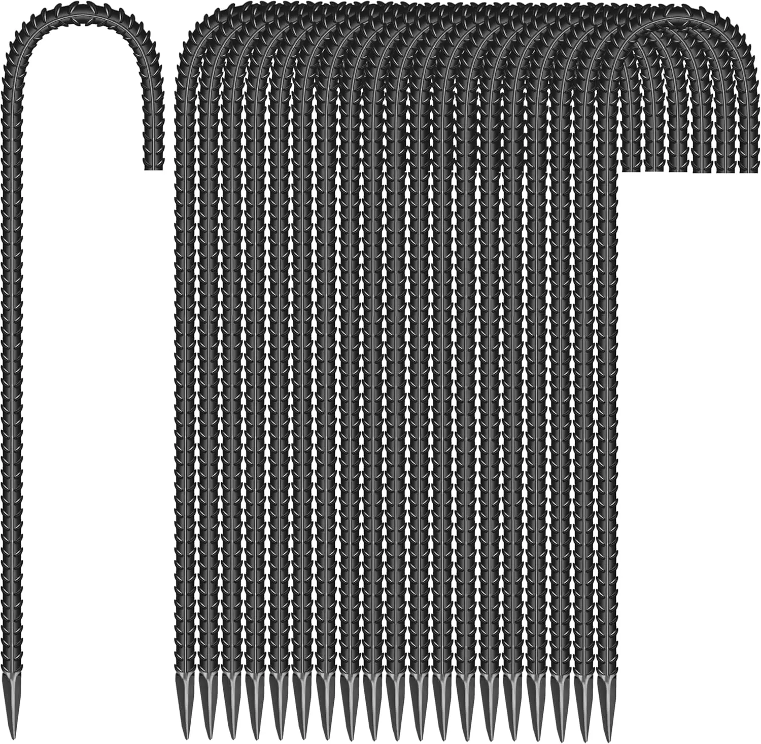 20-Count Hook Shape Galvanized Steel Rebar Stakes, 12" Long Heavy Duty Garden Support Anchors for Tents, Fences