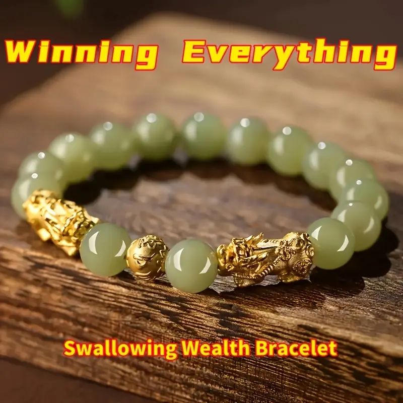 Auspicious PiXiu Charm Bracelet for Adults, a Sparkling Faux Crystal Bead Jewelry Gift for Prosperity, Luck, and Serenity