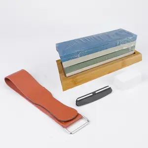 Double Sided Whetstone with Bamboo Base, Whetstone Set, Professional Sharpening Stone, Sharpening Stone Set for Home Kitchen Outdoor