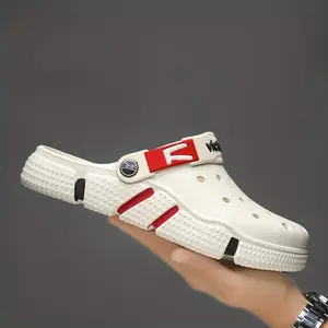 [Summer Clogs, Non-Slip Design] Durable Summer Clogs - Men'S EVA Sandals with Ventilated Design, Non-Slip, Fashionable Red & White Accents