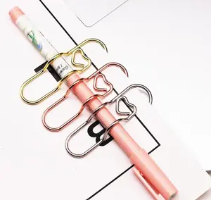 1 Box 6Pcs Heart Pen Clip Metal Pencil Clips Multifunctional Rose Gold Silver Carbon Steel Paperclip Portable Large Size Holder for Notebook Book Journal Office School Accessories