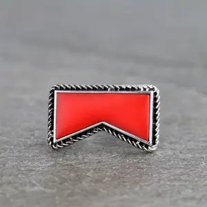 Western Red Geometric Cuff Ring