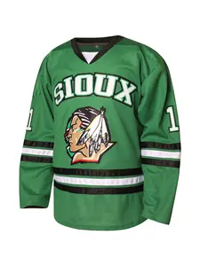 Men's #11 Zach Parise Jersey College Fighting Sioux Green Hockey Jersey