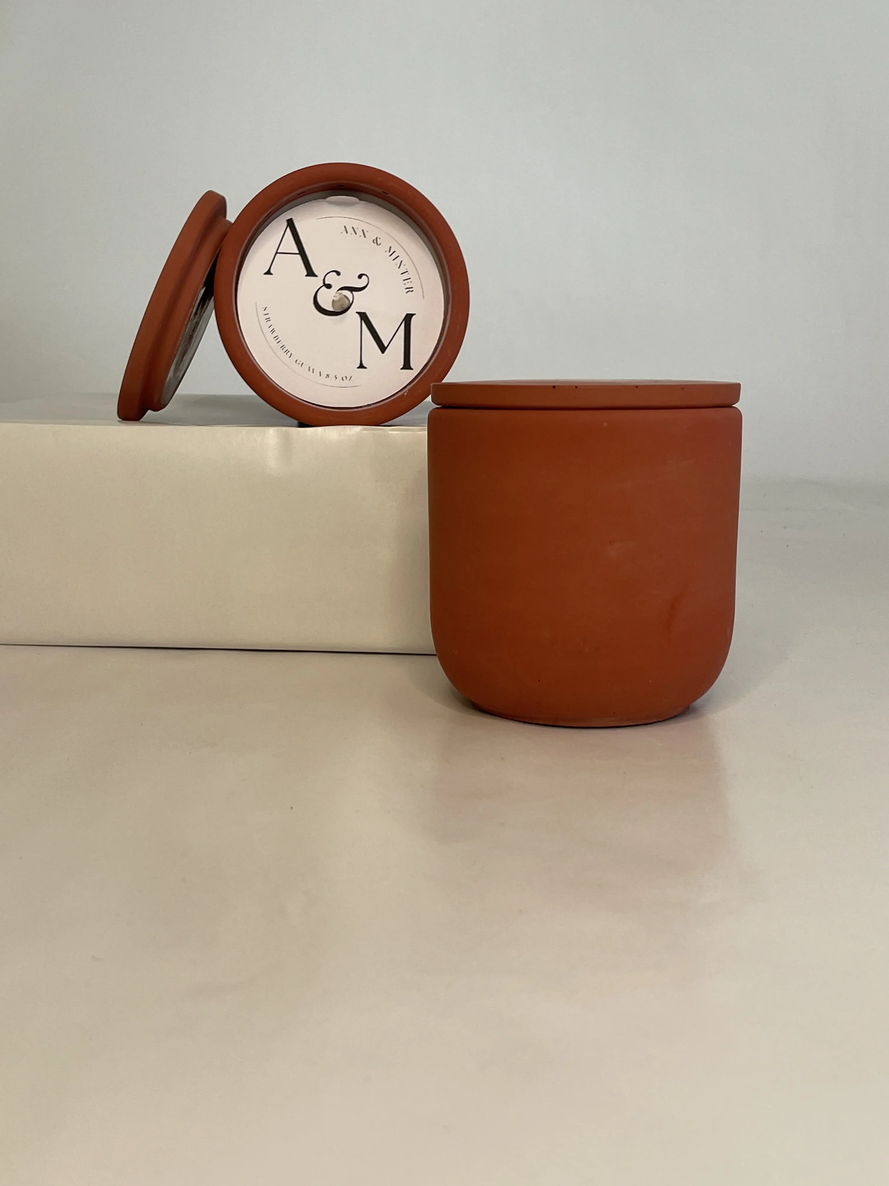 Ann & Minter Strawberry Guava Candle - Summer Collection, 8.5 oz Handmade Concrete Jar with Natural Wick - Fragrance, Decor