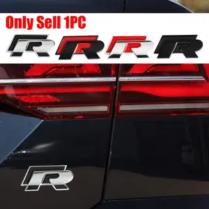 Metal 3D Rline Badge R Emblem Body Tail Trunk Modification Sticker Car Stickers Car Exterior Accessories For Volkswagen VW Golf 4motion MTM Blue Motion Polo Scirocco CADDY Beetle Passat Touareg Jetta Tiguan Touran TSI TDI R32 MK4