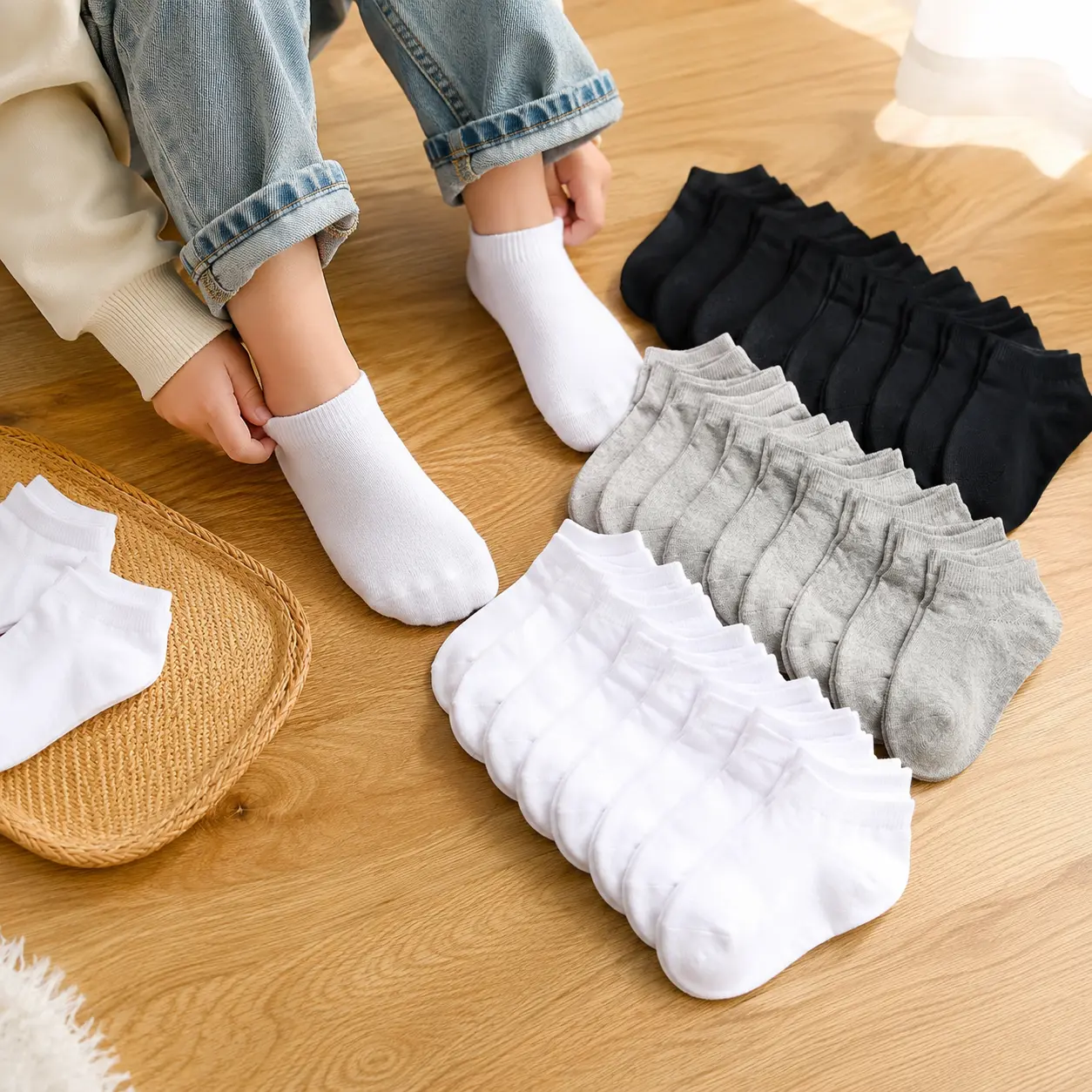 TPHON Toddler Socks 30 Pairs Kids Low Cut Socks for Boys Girls 1-14 Years Old Baby Children No Show Ankle Socks Set soft comfy sock newborn infant kid sock Black Tights,back to school