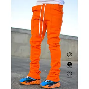 Classic Design Flared Pants, Men's Casual Stretch Hip Hop Style Jogging Pants Casual Activities