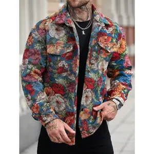 Vintage Floral Tapestry Shacket | Oversized Fall Streetwear Shirt Jacket