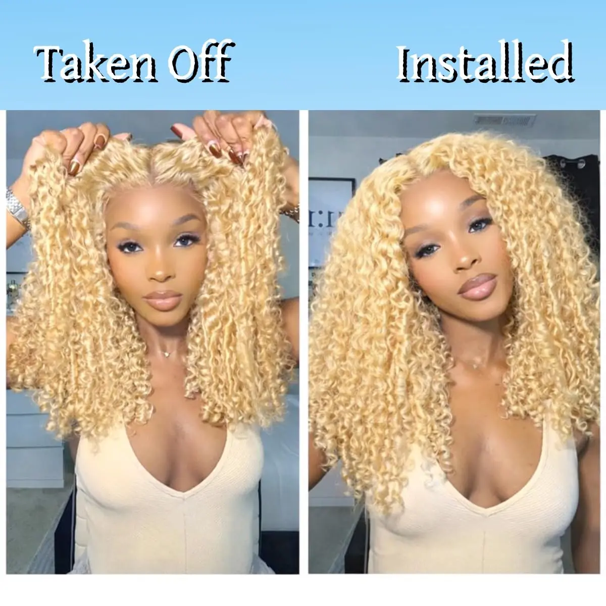 30 Inch Blonde Burmese Curly Wig Human Hair 613 13x6 Lace  display picture 1