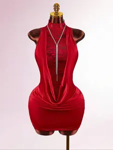 Sexy Lace Backless Cut Out Short Dress, Elegant Summer Fashion, Perfect for Parties and Events, Women's Casual Wear, Ball Party Dress