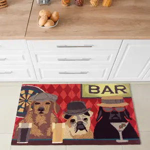 Lush Decor FRONTPORCH Indoor/Outdoor Hand Tufted Durable Area Rug - Transitional Home Animal Colorful  (Bar Patrol)