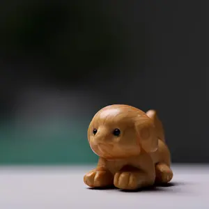 1pc Handcrafted Wooden Intriguing Zodiac Dog Mini Statue - Wood Carving Wangcai Artwork - Multi-functional Wooden Desktop Decoration for Home and Office - Romantic Gift for New Year/Christmas