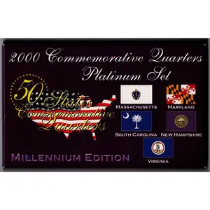 2000 Commemorative Quarters Platinum Set (Millennium Edition) - Massachusetts, Maryland, South Carolina, New Hampshire, Virginia