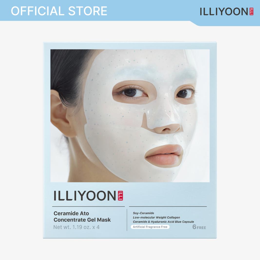 [ILLIYOON] Ceramide Ato Concentrate Gel Mask | Overnight Facial Mask for Glass Skin Glow, Collagen & Soy-Ceramide with Hyaluronic Acid, Korean Pore Tightening, Hypoallergenic, Vegan Certified, 1.19 oz X 4ea