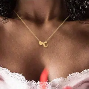 Heart Shaped Initial Necklace for Women | Gold Letter Pendant | Personalized Gift Necklace