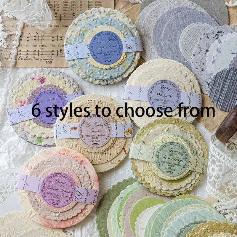50pcs/pack Special Diy Craft Paper Embossed Round Sheets, Creative Handmade Unique Decorative Material for Scrapbooking, Journals, Albums, Phone Cases, Handmade Crafts