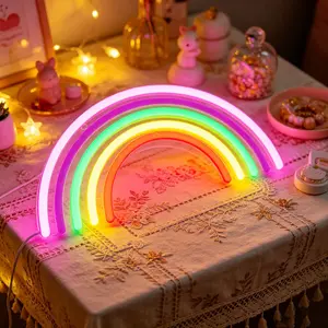 Rainbow LED Neon Sign, Colorful Neon Light for Wall Decor, USB Powered Rainbow Neon Lamp for Kids Bedroom, Nursery, Teen Girls Room ,Party, Cute Aesthetic Rainbow Decor Gift for Children