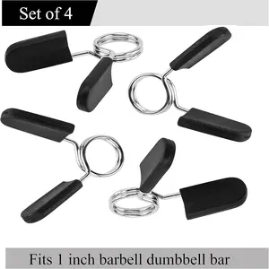 1-Inch Barbell Clamps – Dumbbell Spring Clip Collars for Standard Weight Bars, Secure Lock Buckles for Weightlifting & Strength Training Gym Accessory