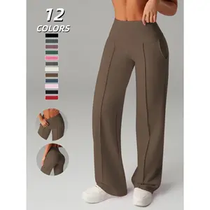 Women'S High-Waisted Seamless Yoga Pants, Butt-Lifting Waist-Cinching Sports Long Leggings, Athleisure Fitness Leggings, Squat-Proof Gym & Casual Wear, Flared Yoga Bottoms