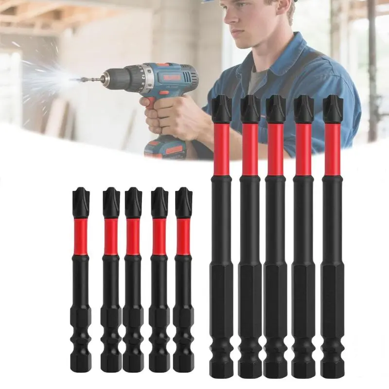 10PC Magnetic S2 Steel Socket Bit Set - Tool, Power Tool Accessories, 1/4 Inch Hex Shank, 65mm & 110mm Slotted Heads, Hex Shank/Magnetic/Metal Screwdriver Accessories for Electricians