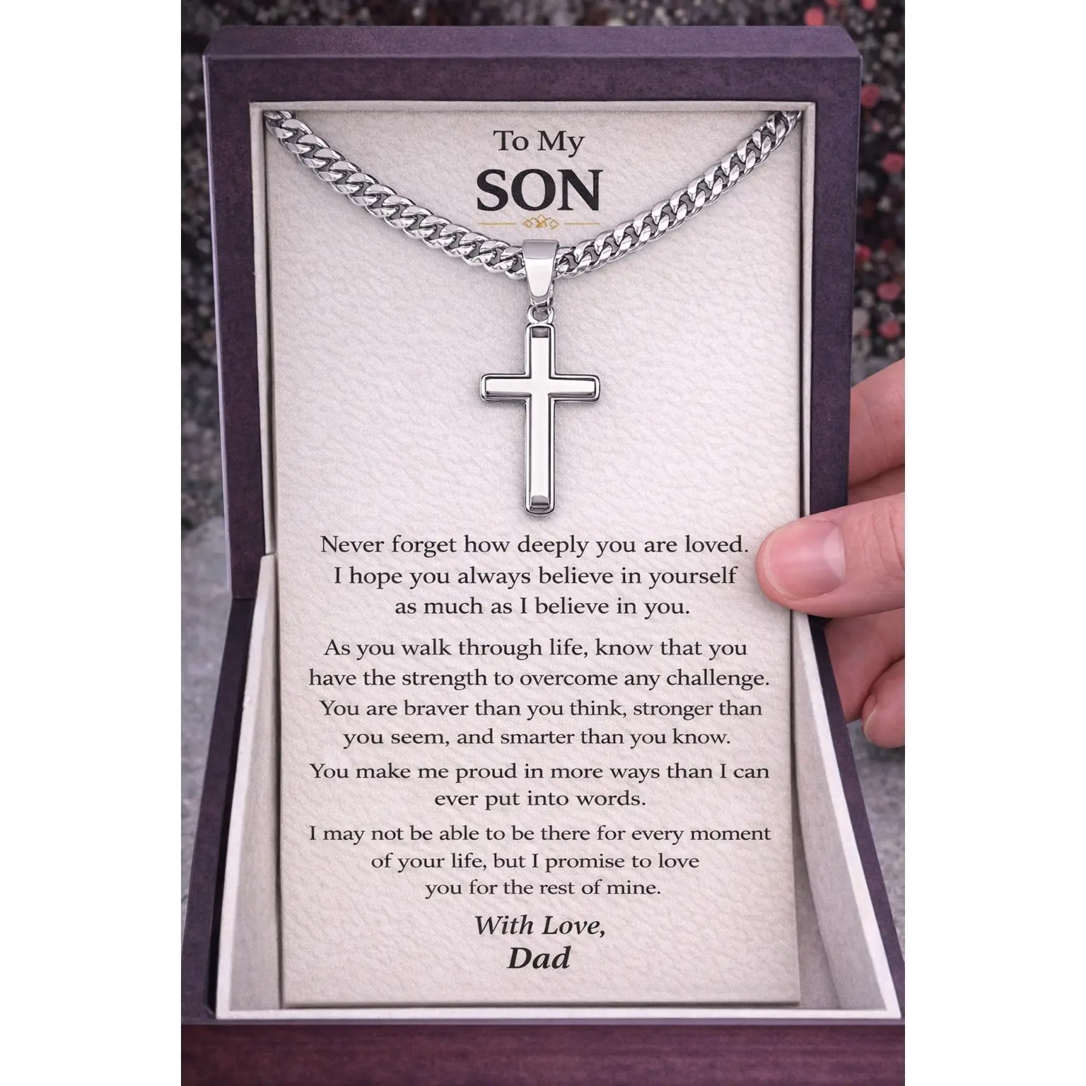 Personalized Cross Pendant Necklace with Artisan-Crafted Cuban Chain - Home Decor Plaque & Sign Accessory