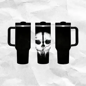 Ghosts Task Force Logo Water Bottle Stainless Steel Thermos Keeps Drinks Hot Cold 24H Portable Travel Mug Gothic Minimal Design Gift for Him Her