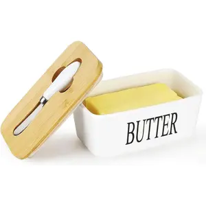 Ceramic Butter Box with Lid & Knife, 1 Count Durable & Easy Cleaning Butter Container, Kitchen Utensils & Gadgets for Home Dining Room Picnic