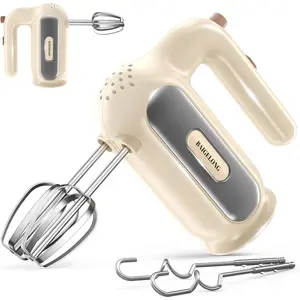 Electric Hand Mixer, 5-Speed Small Handheld Mixer, 2 Sets of (Dough Hooks & Beaters), Food Blender, Kitchen Blender for Baking, Cream, Cookies, 304 Dishwasher Safe