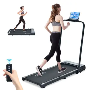OVER SELF 2-in-1 Electric Folding Treadmill with Flat/Incline Modes Compact Treadmill for Home Walking Pad Foldable Exercise Equipment Ideal Cardio Equipment Spacious Running Belt Brushless Motor Shock Absorption Remote Control Wheels for Mobility