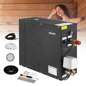 summervibes 6 kW Steam Generator, Steam Shower System with Controller, Auto Drain Kit, Overheat Safe, Dry-Run & Overpressure Protection, 10 Min to 24h Efficiency, for Home Sauna Bath Spa, Black