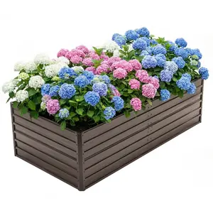 Woodgrain Aesthetic & Metal Strength: 8x4x2FT Galvanized Raised Garden Bed Kit - Large Outdoor Planter Box for Veggies, Fruits, Herbs