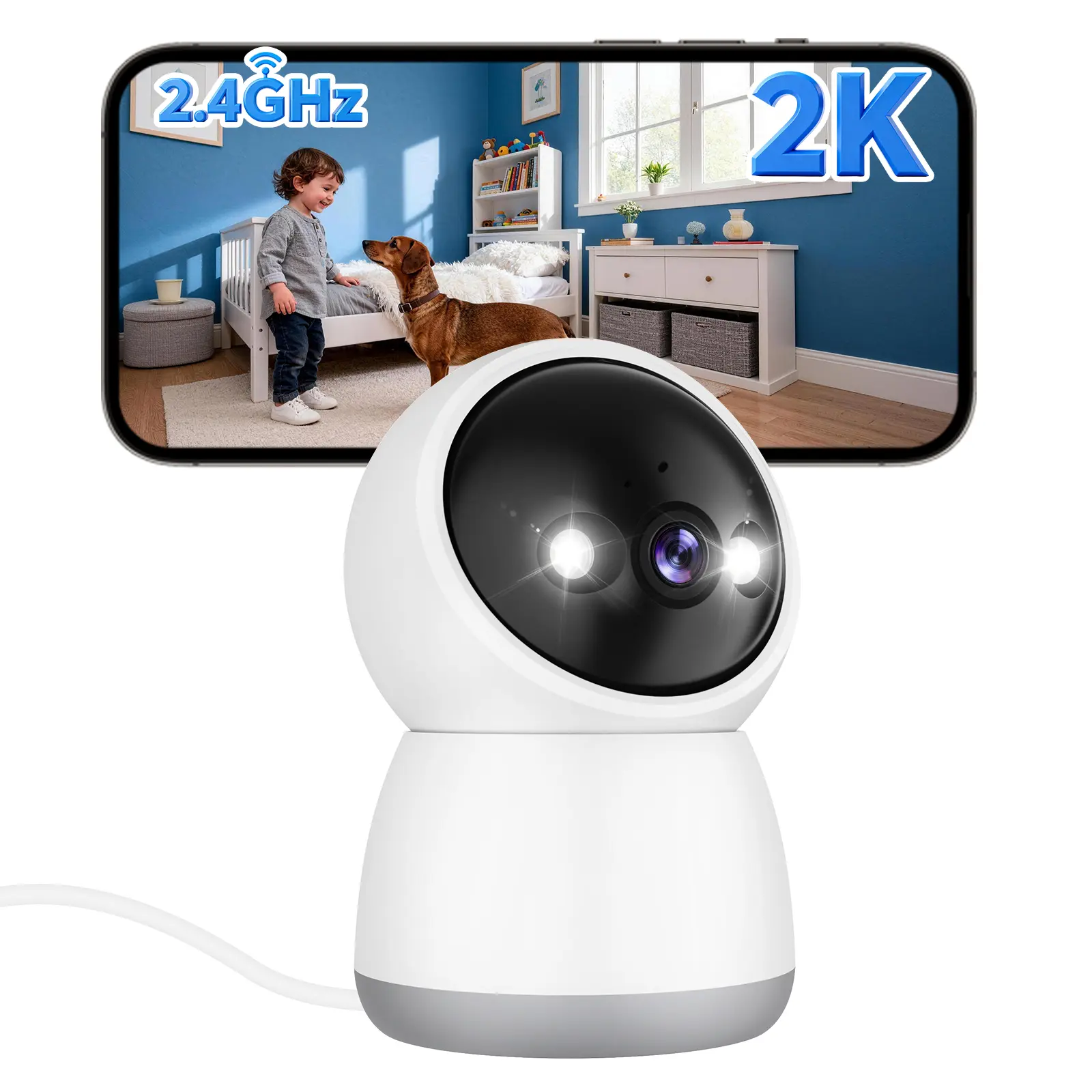 2K Indoor Security Camera pet camrea WiFi 360° Pan-Tilt AI Motion Detection Two-Way Audio Night Vision Clear Monitoring Recording Baby Crying baby monitoring cameras for home 360 camera mini camera