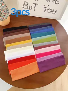 3pcs Elastic Knit Hair Bands, Wide Band Yoga Sports Headbands, Solid Color Stretchy Hair Accessories, Trendy Hairstyles, Workout Headbands