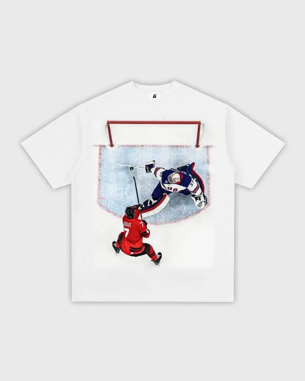 Hellebuyck Golden Stop Shirt – Elite Goalie Save Hockey Graphic T-Shirt, Game Winning Moment Fan Apparel, Unisex Ice Hockey Gift