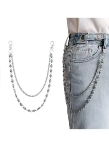 Harajuku-Style Street Hip-Hop Denim Chain, Personalized Punk-Style Double-Layer Waist Chain, Unisex Accessory, 1pcs