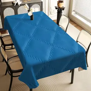 JIT 1pc 2D flat minimalist sky blue geometric checkered pattern rectangular tablecloth, for kitchen, living room, and dining table, kitchen accessory, party, room & outdoor decorative tablecloth, a tablecloth gift for friends